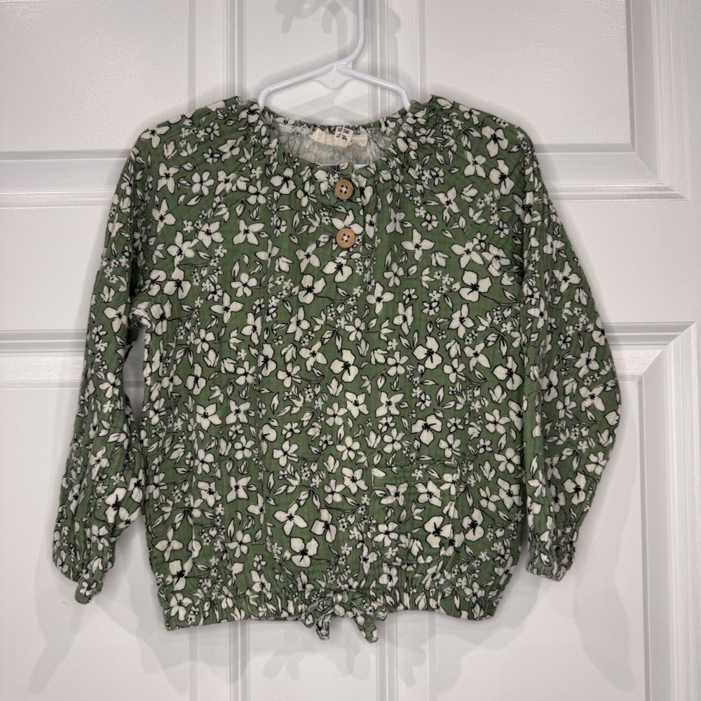 Jessica Simpson Girls Sage Green Floral Long Sleeve Blouse Top Size‎ 4